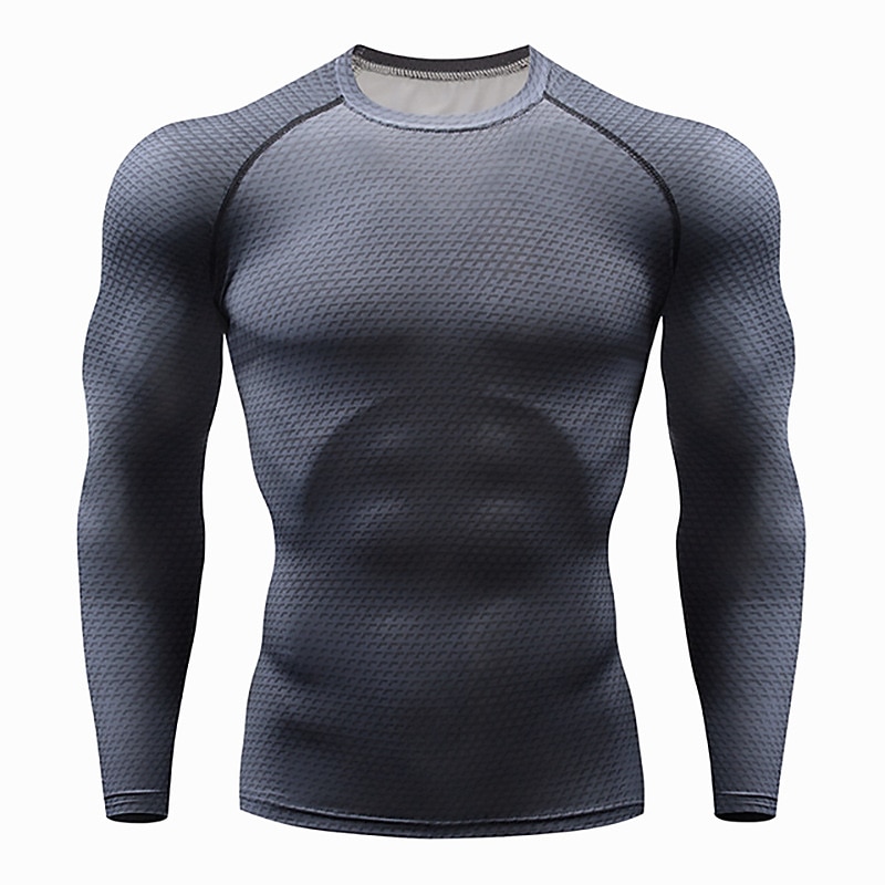 Men's T shirt Tee Gym Shirt Compression Shirt Fitness Shirt Men Tops Crew Neck Long Sleeve Sports & Outdoor Vacation Going out Casual Daily Quick dry Sweat wicking Breathable High Elasticity Plain2