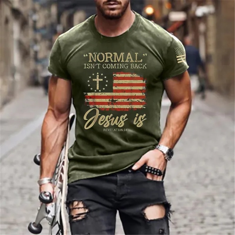 Men's National Flag T Shirt Tee Top Cotton Short Sleeve Graphic Shirt Black Army Green Dark Blue Comfortable Tee Sports Outdoor Holiday Fashion Designer Clothing2