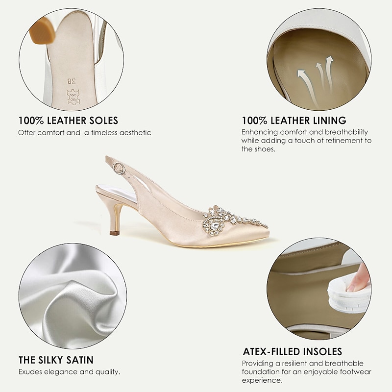 Beige Slingback Heels with Crystal Embellishment for Women - Elegant Wedding and Evening Shoes2