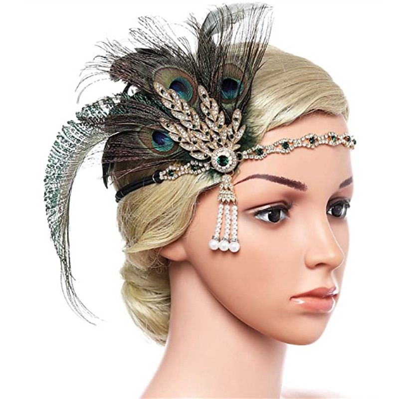 Head Jewelry Flapper Headband Feathers Headband Retro Vintage 1920s Alloy For The Great Gatsby Cosplay Carnival Women's Costume Jewelry Fashion Jewelry