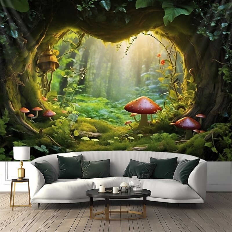 Trippy Mushroom Cave Hanging Tapestry Wall Art Large Tapestry Mural Decor Photograph Backdrop Blanket Curtain Home Bedroom Living Room Decoration2