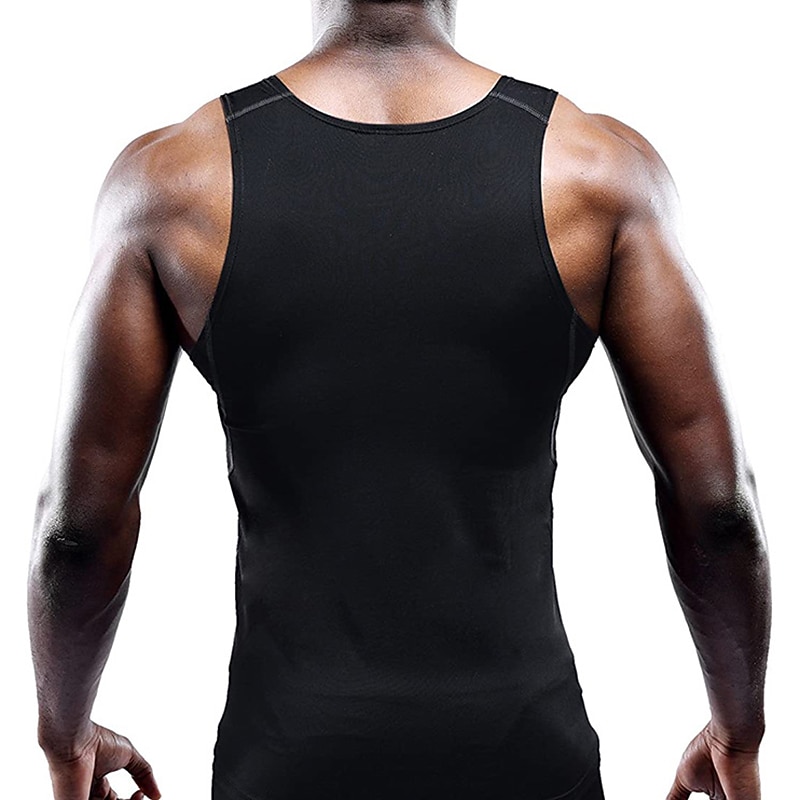 Men's Gym Shirt Compression Tank Fitness Tank Men Tops Crew Neck Sleeveless Sports & Outdoor Vacation Going out Casual Daily Gym Quick dry Breathable Soft Plain Black White Activewear Fashion Sport2