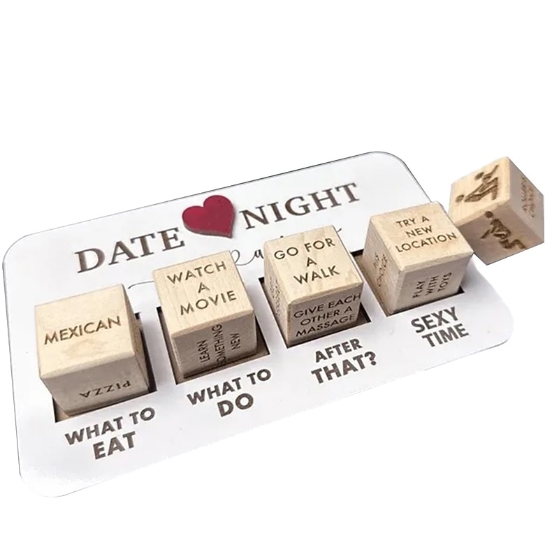 Date Night Dice for Couples Take Out DiceDate Dice Date Ideas for Couples Dating DiceAnniversary Wooden Gifts for Her Adult Fun Games for Couples Romantic Gifts for Her Him Wooden Color Valentine's Day2