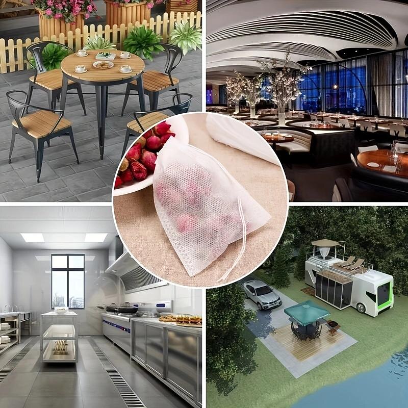 100pcs Disposable Tea Bags Non-Woven, Transparent, And Perfect For Spices! for Hotels,Restaurant, Bulk Kitchenware&Tableware2