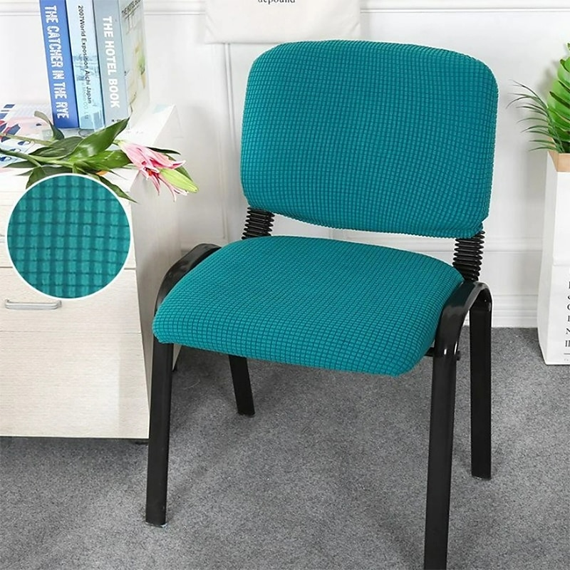 Stretch Office Chair Slipcover Covers Black Elacstic Seat Cover With Backrest Cover for Guest Reception Arm Chair or Computer Office Rotating3