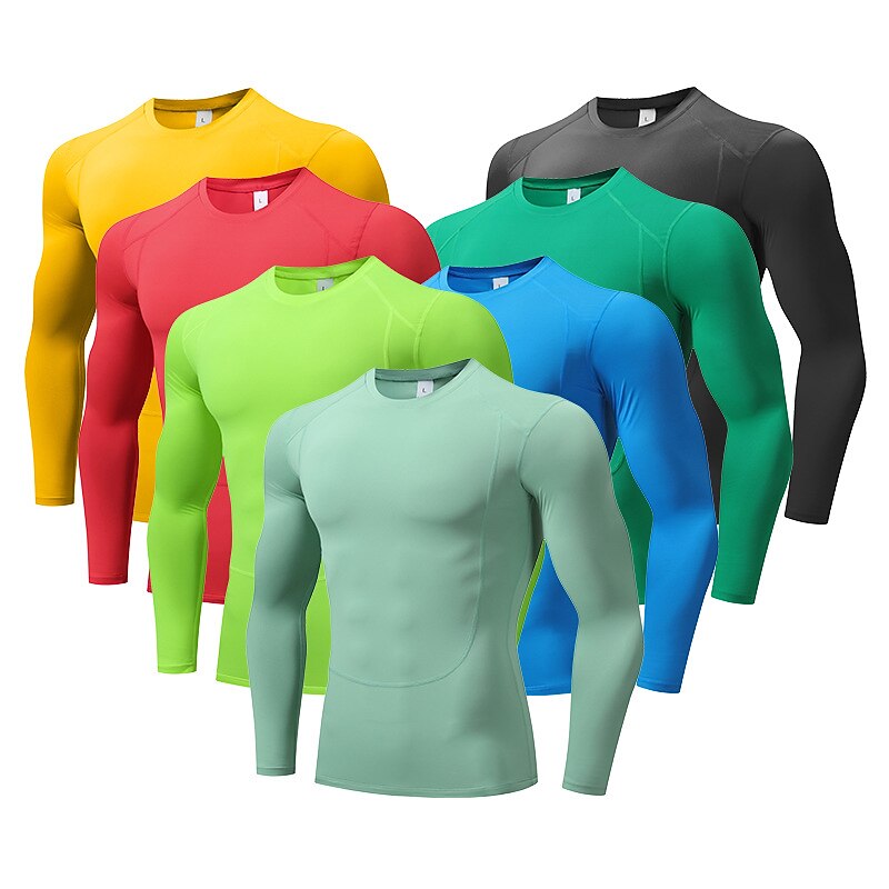 Men's Gym Shirt Compression Shirt Fitness Shirt Men Tops Zip Polo Crew Neck Long Sleeve Sports & Outdoor Vacation Going out Casual Daily Quick dry Sweat wicking Breathable High Elasticity Plain Black
