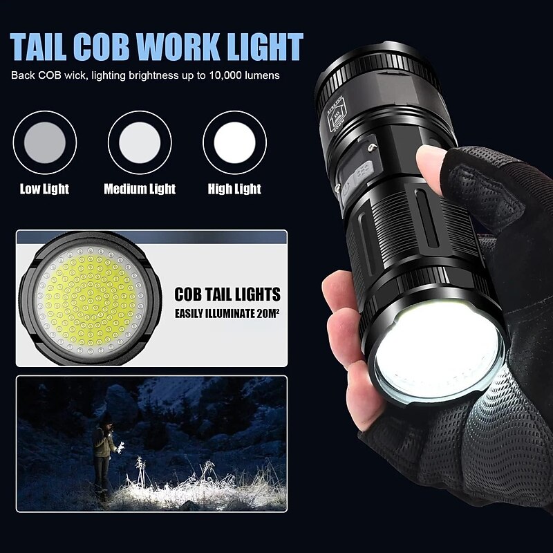 40W White Laser Flashlight Outdoor Super Bright M60 LEP Flashlight USB Rechargeable Zoom Camping Lighting Extra Long4