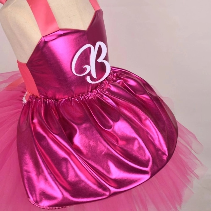 Hot Pink Princess Doll Tutu Dress with Hair Bow Clip Outfits Girls' Movie Cosplay Costume Cute Organza Pink Dress Carnival Children's Day Flower Girl Dress4