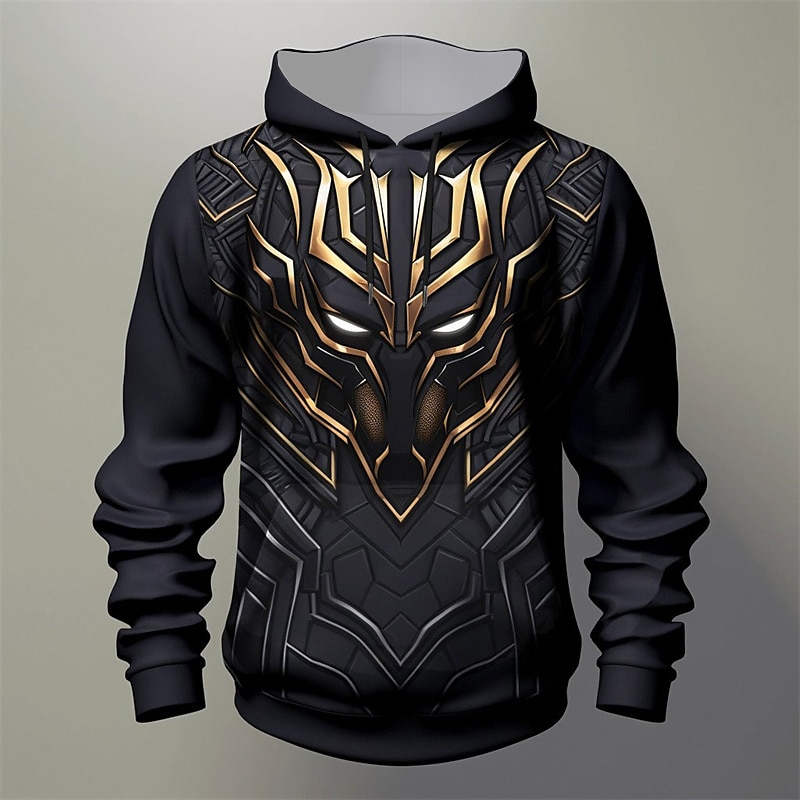 Men's Graphic Armor Hoodie Hoodies Sweatshirt Fashion Daily Long Sleeve Hooded Vacation Sports Outdoor Holiday Black Grey Black Print Front Pocket Spring & Fall Designer3