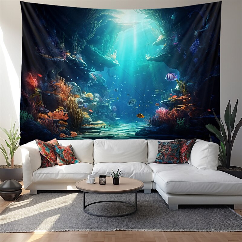 Undersea World Hanging Tapestry Wall Art Large Tapestry Mural Decor Photograph Backdrop Blanket Curtain Home Bedroom Living Room Decoration4