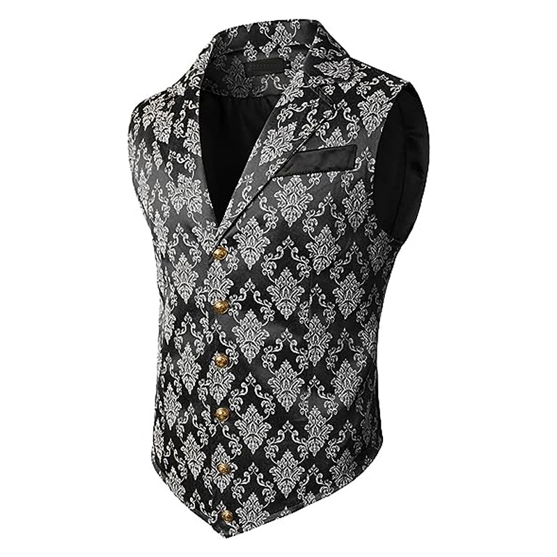 Rococo Baroque Victorian Vest Waistcoat Double Breasted Solid Color Fancy Dress Men's Event / Party Carnival of Venice Adults' Vest Spring Fall4