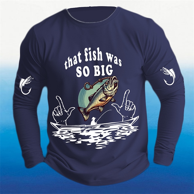 Men's Long Sleeve Fishing T-Shirt - "That Fish Was So Big" Graphic Tee3
