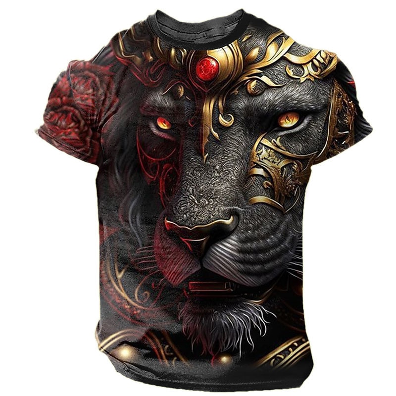 Men's Graphic Animal Tiger T Shirt Short Sleeve T shirt 3D Print Crew Neck Shirt Daily Designer Retro Vintage Sports Outdoor Holiday Going out Blue Red Purple Spring & Summer Clothing Apparel S M L2