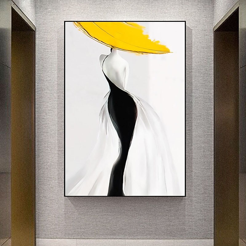 Woman in yellow hat Modern Abstract Sexy Woman Figure Canvas Painting Hand-painted Wall Art for Living Room Home Decor No Frame4
