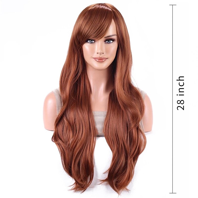 Wigs 28 Inch 70cm Long Curly Wavy Hair Wig Heat Resistant Cosplay Wig with Wig Cap Halloween Wigs4
