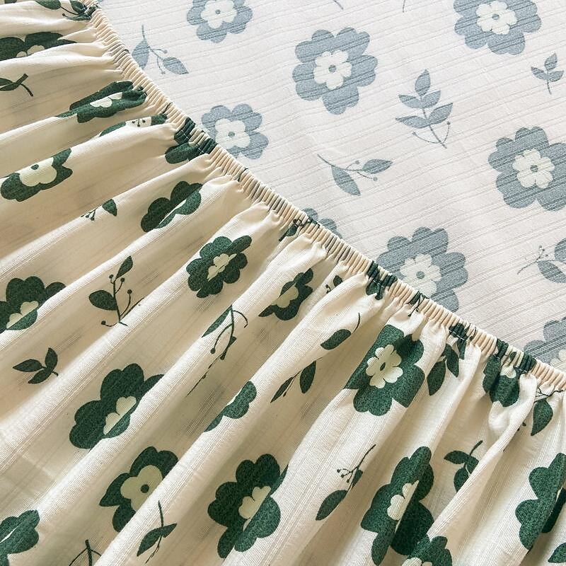 1Pc 100% Cotton Bed Fitted Sheet With Small Fragmented Flower Bed Cover Elastic Mattress Cover For Single Or Double Deluxe Double Bed Cover Available In Multiple Sizes4