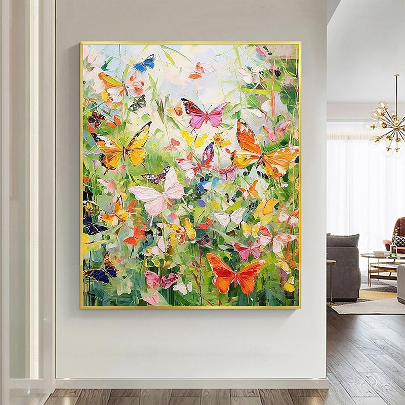 Hand painted Abstract Colorful Butterfly Oil Painting on Canvas animal painting Original Nature Scenery pattle knife Painting Custom Planting  Art Modern oil painting for Wall Art Bedroom Wall Decor3