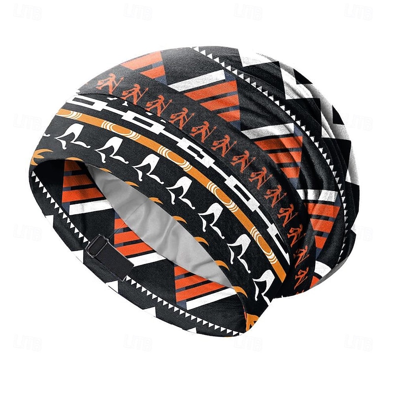 Women's Pullover Hat, African Printed Sleeping Hat, Double-Layer Color Ding Inner Layer, Adjustable Elastic Hair Protection Hat2