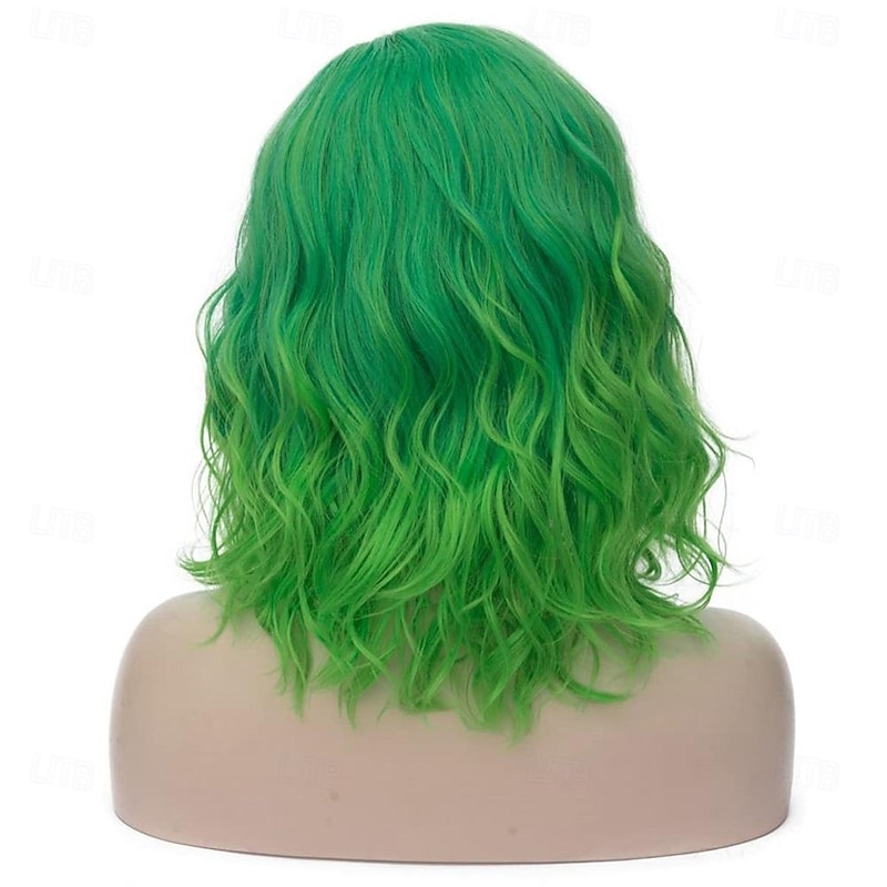 Green Wig Green Ombre Wig Green Bob Wig Green Wigs for Women Short Curly Wavy Green Wigs Synthetic St.Patrick's Day Wigs Halloween Wigs4