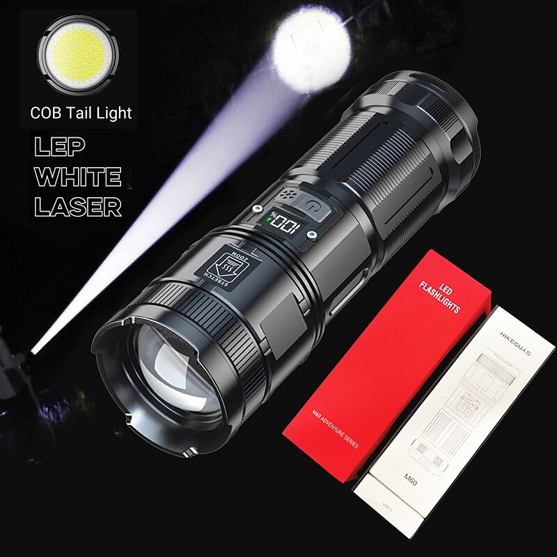 40W White Laser Flashlight Outdoor Super Bright M60 LEP Flashlight USB Rechargeable Zoom Camping Lighting Extra Long2
