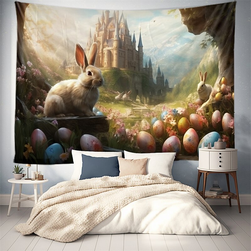 Rabbit Castle Hanging Tapestry Wall Art Large Tapestry Mural Decor Photograph Backdrop Blanket Curtain Home Bedroom Living Room Decoration 7