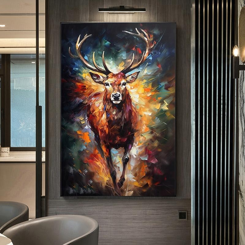 Handpainted Colourful Beautiful Eagle Bird Cat Oil Painting Modern Design Home Decor Canvas Handmade Wall Art Picture As Gifts  (No Frame)4