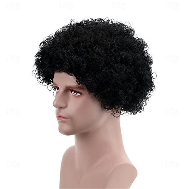 Short Afro Kinky Curly Wig for Men Women Synthetic Funny Cosplay Wigs Costume Party Hair Replacement Heat Resistant Fiber Halloween Wigs4