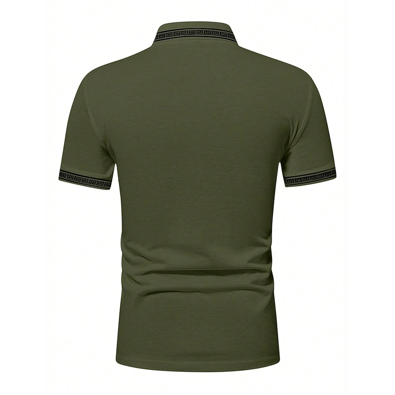 Men's Polo Shirt Button Up Polos Casual Sports Lapel Short Sleeve Fashion Basic Color Block Patchwork Summer Regular Fit Black Army Green Burgundy Navy Blue Beige Polo Shirt4