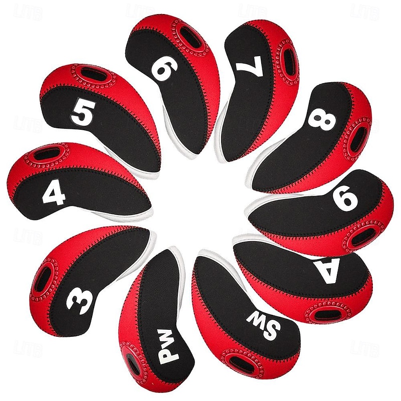 10pcs Waterproof Golf Club Head Cover Portable Wedge Iron Protective Head Cover Neoprene Golf Iron Covers Rubber with 3 Colors Option Fit Most Irons