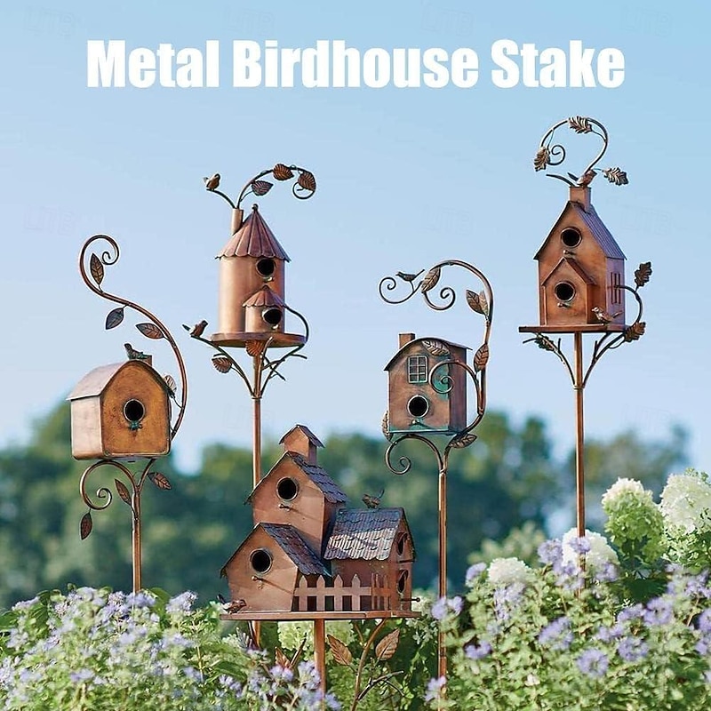 Garden Stakes Metal Decor with Pole Outdoor Stake for Patio Backyard Patio Outdoor Garden Decoration and Birdhouse Lovers Courtyard Backyard (2CM Hole)2