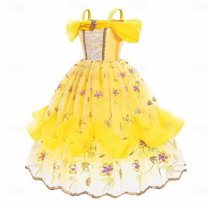 Beauty and the Beast Princess Belle Dress Flower Girl Dress Cute Movie Cosplay for Girls' Kid's Children's Day Wedding Wedding Guest3