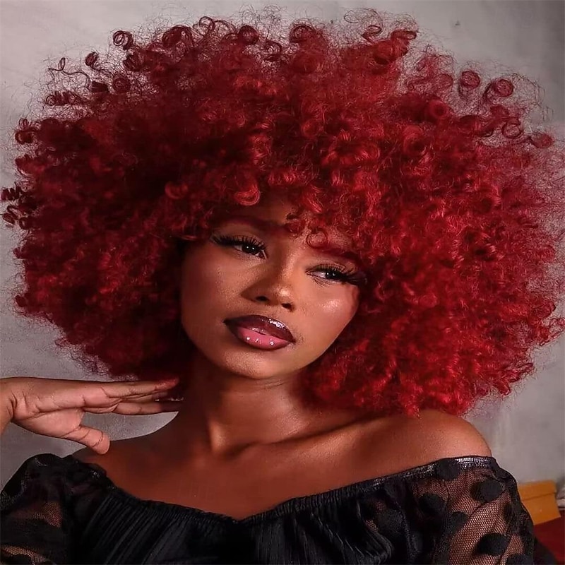 Afro Wigs for Black Women 10 inch Afro Curly Wig 70s Large Bouncy and Soft Natural Looking Full WIgs for Party Cosplay Afro Wig Halloween Wigs