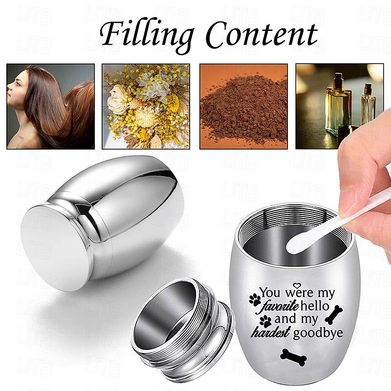 Pet Urn Commemorating Family Cat And Dog Urn With Engraved Characters And Images Stainless Steel Urn