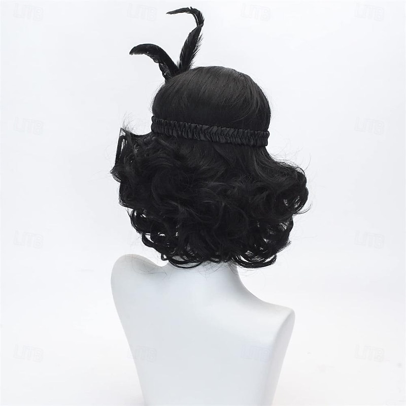 Women's Short Black Wig 1920s Vintage Wig Old Lady Wig Curly Wavy Wig Cosplay Costume Party Only Wigs Halloween Wigs4