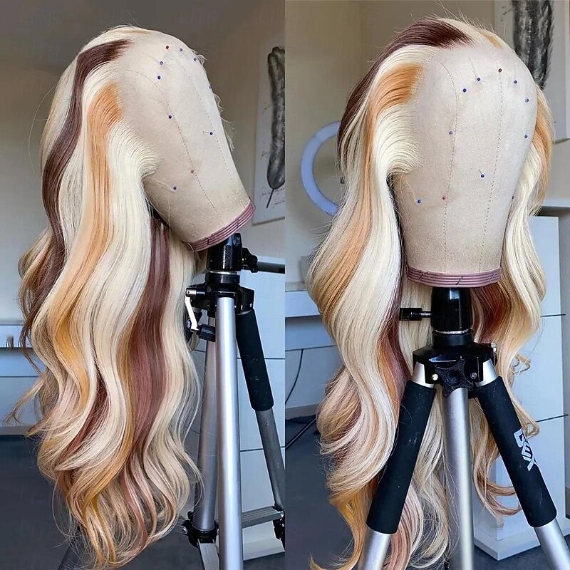 P4/613 Highlight Blonde 13x4 Lace Front Wigs Human Hair Body Wave Wigs 180% Density2