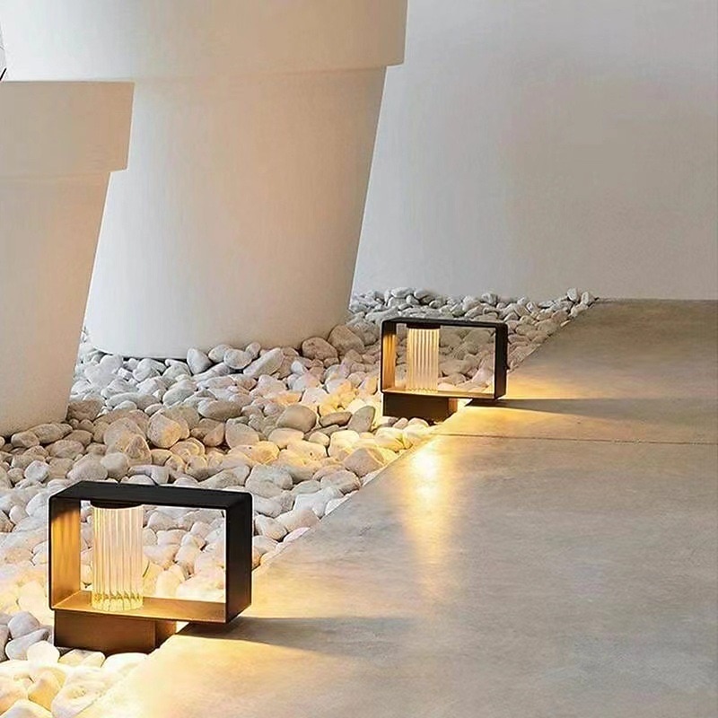 Pathway Lights Post Lights IP55 Waterproof Outdoor Lamp Post Lawn Light Floor Lamp Metal Glass E26 Lampholder Hardwired2