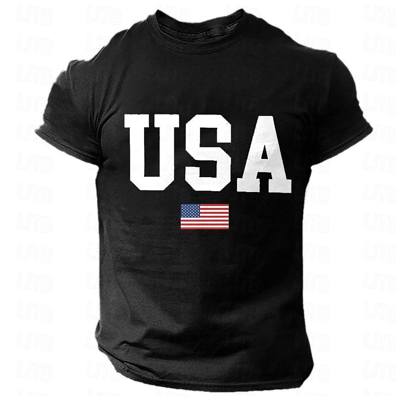 Veterans Day Men's Patriot Patriotic Veteran USA National Flag T shirt Tee Top Cotton Short Sleeve Graphic Shirt Heather Gray Black White Comfortable Tee Sports Outdoor Holiday Fashion Designer4