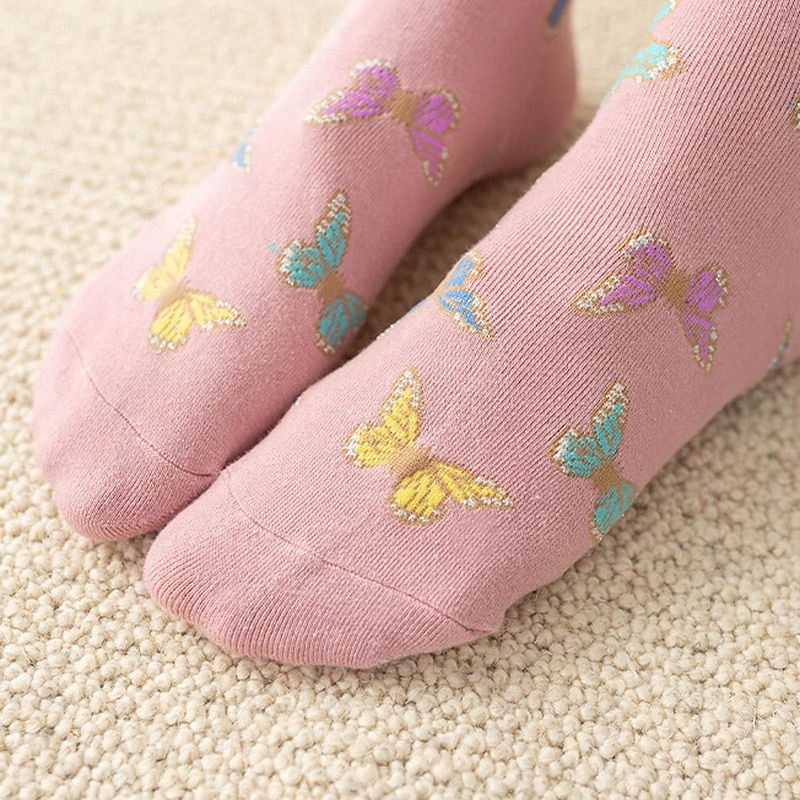 4 Pairs  Women's Crew Socks Daily Animal Patterned Cotton Simple Lolita Cute Sports Socks4