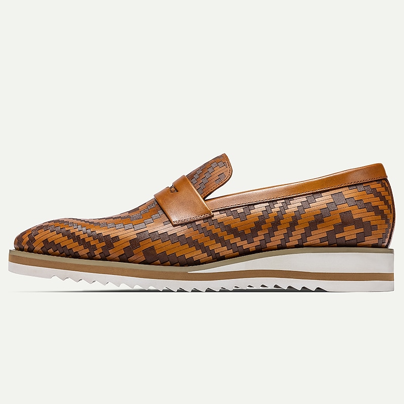 Men's Loafers Retro Roman Mules Vintage Handwoven Leather Penny4