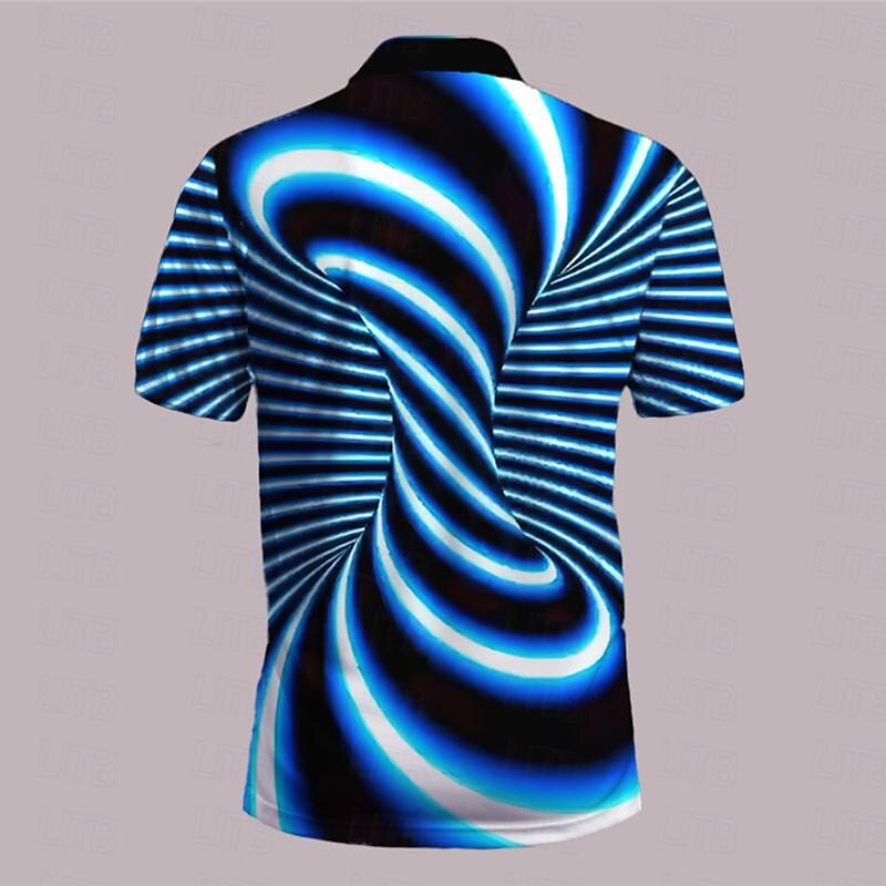 Men's Graphic Golf Shirt Short Sleeve Polo Shirts Collared Shirts Casual Vacation Wear Rave Wear Party Outfits Buttons 3D Print Summer Red Blue Orange2