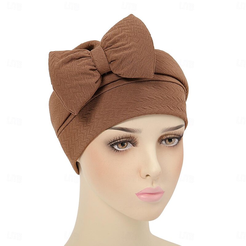 Headwear Headpiece Polyester / Cotton Blend Floppy Hat Turbans Casual Church With Bowknot Pure Color Headpiece Headwear4