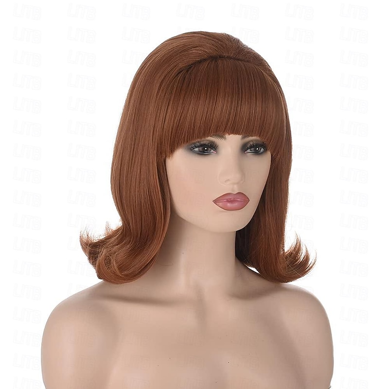 70s Pinup Pelucas 60s Beehive Style Vintage Look Carnival Costume Women Wig wtih Bang