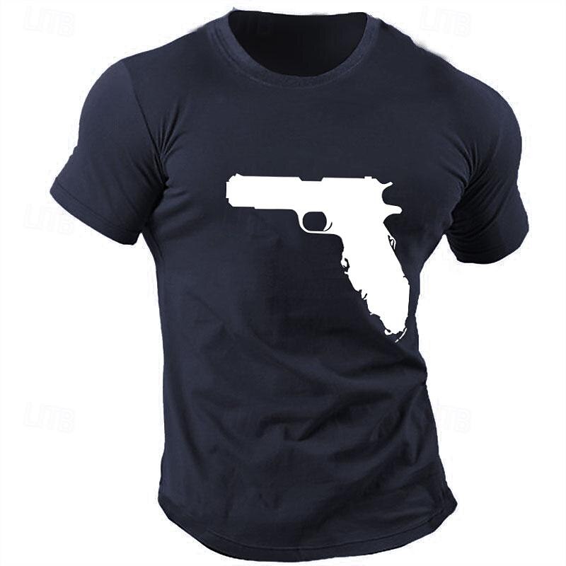 Men's Weapon Gun T Shirt Tee Top Cotton Short Sleeve Graphic Shirt Black White Army Green Comfortable Tee Sports Outdoor Holiday Fashion Designer Clothing