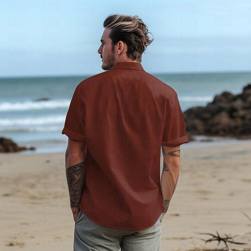 Men's Palm Tree Tropical Plants Summer Hawaiian Shirt Aloha Shirt Short Sleeve Shirt Vintage Hawaiian Outdoor Vacation Hawaiian Blue Purple Brown S M L2