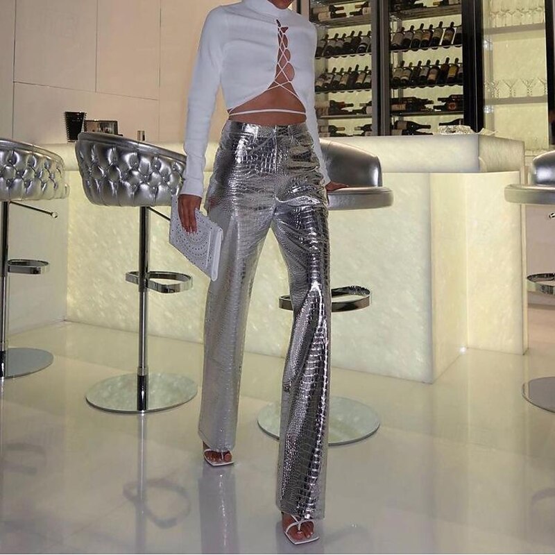 Retro Vintage Disco 1980s Pants Solid Color Fancy Dress Women's Casual Bachelorette Party Adults' Pants Spring Fall & Winter4