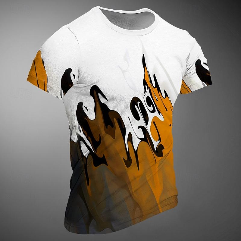 Men's Graphic Color Block Flame T Shirt Short Sleeve T shirt 3D Print Crew Neck Shirt Sports Daily Casual Sports Outdoor Holiday Going out Red Blue Purple Spring & Summer Clothing Apparel S M L XL4