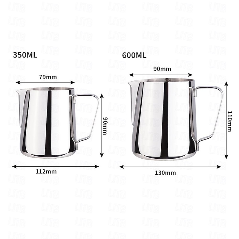Milk Frothing Jug, 350/600 ml Espresso Steamer Jug, Stainless Steel Coffee Cappuccino Latte Art Barista Steamer Pot Milk Steamer2