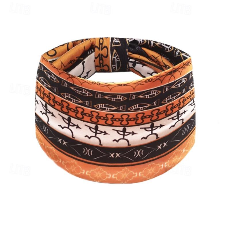 Bohemian Women S Elastic Headband African Fashion Print Wide Brimmed Headscarf Sports Yoga Headband3