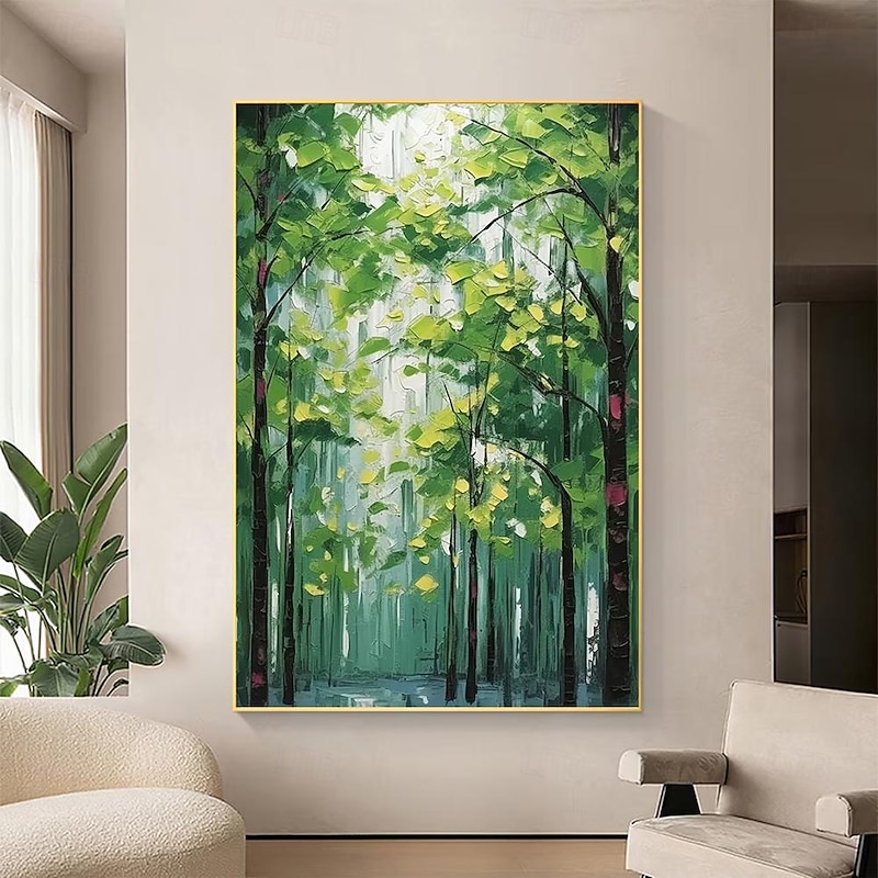 Mintura Handmade Abstract Tree Landscape Oil Paintings On Canvas Wall Art Decoration Modern Forest Picture For Home Decor Rolled Frameless Unstretched Painting2