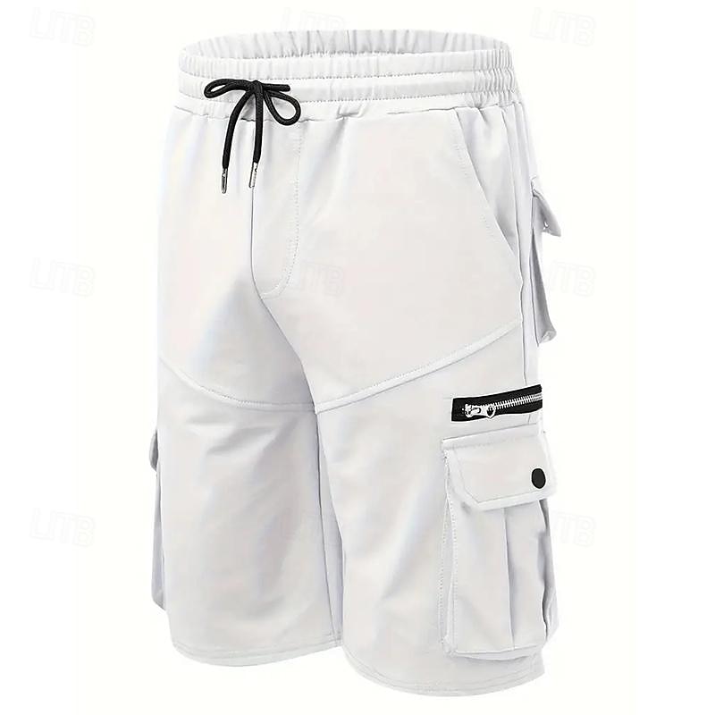 Men's Cargo Shorts Sweat Shorts Drawstring Elastic Waist Plain Breathable Soft Casual Weekend Fashion Streetwear Loose Fit Denim Blue Black Micro-elastic